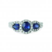 18k white gold oval and pear-shaped sapphire ring