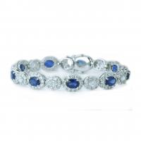 18k white gold oval sapphire and diamond tennis bracelet
