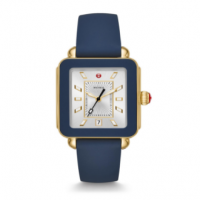 deco sport gold tone and navy silicone watch
