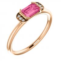14K Rose Pink Tourmaline & .02 CTW Diamond Stackable Ring