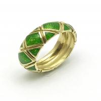 TIFFANY & CO. GREEN ENAMEL AND YELLOW GOLD BAND