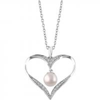 Sterling Silver Freshwater Cultured Pearl & 1/6 CTW Diamond 16-18