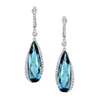 london blue topaz & diamond drop earrings