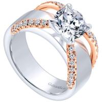 14k white and rose gold criss cross engagement ring mounting - 0.41 ct. total diamond weight