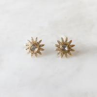 gold diamond pave sunburst earring