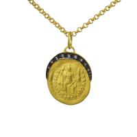 24k diamond and sterling silver coin necklace