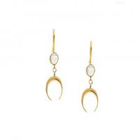 opal crescent horn earrings