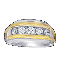 diamond channel set two tone ring
