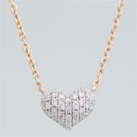 14k rose gold pave diamond heart pendant necklace