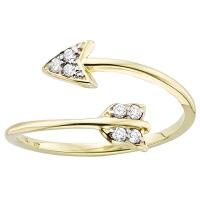 diamond arrow ring in 14k yellow gold with 6 diamonds weighing .09 total carat weight