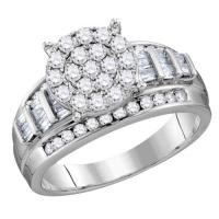 10kt white gold womens round diamond cluster bridal wedding engagement ring 2.00 cttw