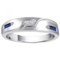 dress blues® men's wedding band with diamonds and blue sapphires