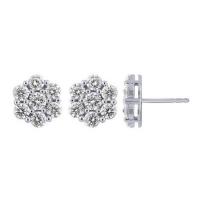14kt gold 3.00ct diamond flower earring