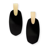 aragon gold drop earrings in black opaque glass