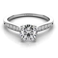 14kt white gold cathedral diamond engagement ring