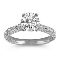 Classic Pave-Set Round Diamond Cathedral Engagement Ring