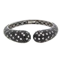 black spinel and white sapphire bangle bracelet
