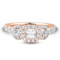 helzberg limited edition® 2 ct. tw. diamond three-stone ring in 14k rose gold