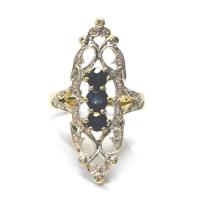 yellow and white gold vintage sapphire diamond ring