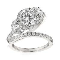 Gottlieb & Sons Engagement Ring Set: Three-Stone Halo