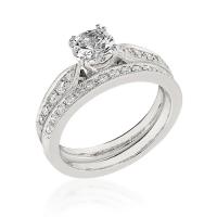 gottlieb & sons engagement ring set: vintage inspired cathedral
