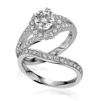 Gottlieb & Sons Engagement Ring Set: Halo with Split Shank