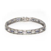Period Deco Diamond, Sapphire & Platinum Bracelet