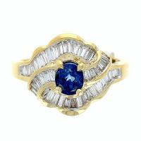 Blue Sapphire & Diamond Ring 18kt. Yellow Gold