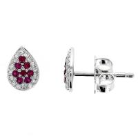 ruby & diamond earrings 18kt. white gold