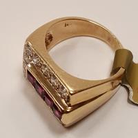 14 kt gold ruby and diamond rectangle ring 14 kt gold ruby and diamond rectangle ring