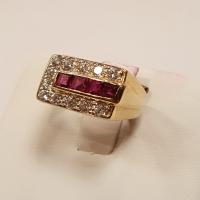 14 kt gold ruby and diamond rectangle ring 14 kt gold ruby and diamond rectangle ring