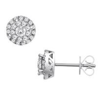 1/2 ct. tw. diamond halo cluster stud earrings in 14k white gold