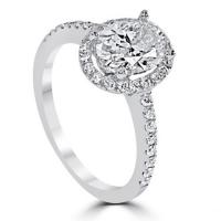 18k white gold oval halo engagement ring