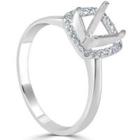 18k White Gold Plain Halo Engagement Ring – J31645