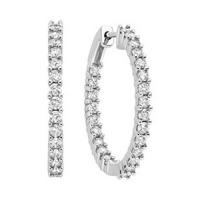 1 1/2 ct. tw. Diamond Hoop Earrings in 10K White Gold