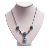 18K White Gold and Diamond Persian Turquoise Necklace