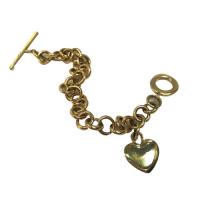 14k yellow gold toggle clasp heart bracelet