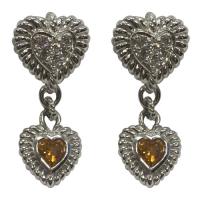 Judith Ripka Citrine Dangle Heart Earrings