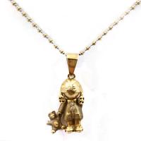 girl & teddy bear pendant with yellow & white gold chain