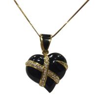 18k gold black diamond heart locket pendant