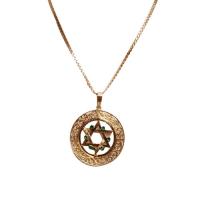 14kt necklace w/star of david hanukkah emerald & ruby pendant