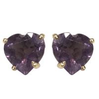 14kt heart-shaped amethyst earrings