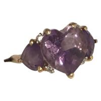 14k yellow gold with three heart-shaped amethysts