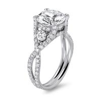 Woven Tallon Pave' Three Stone Engagement Ring