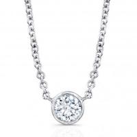 Round Brilliant Bezel Set Diamond Necklace