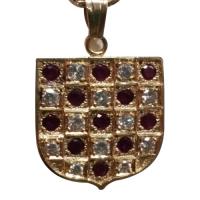 14k diamond & ruby shield pendant w/14k gold chain