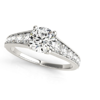 14k White Gold Antique Style Tapered Shank Round Diamond Engagement Ring (1 3/8 cttw)