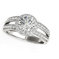 14k white gold round split shank style diamond engagement ring (1 1/2 cttw)