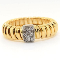 14K Yellow Gold Stripes Diamond Ring