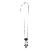saint laurent le vian marrakech diamond-shaped pendant with tassels in silver-colored tin